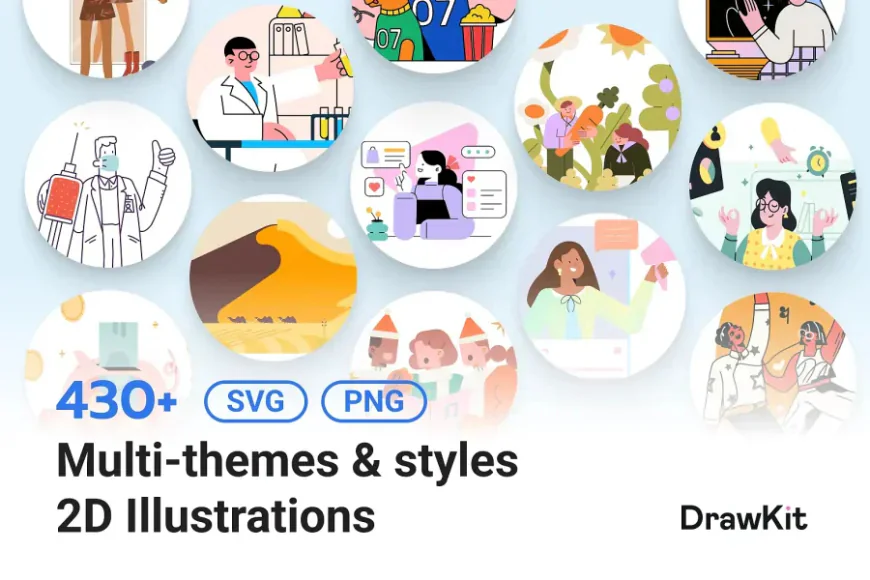 430+ 2D vector lifestyle and work Illustrations